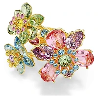 Idyllia ring, Mixed cuts, Flower, Multicoloured, Gold-tone plated by SWAROVSKI