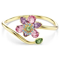 Idyllia bangle, Mixed cuts, Flower, Multicoloured, 18K gold finish