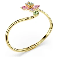 Idyllia bangle, Mixed cuts, Flower, Multicoloured, 18K gold finish