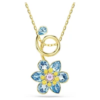 Idyllia pendant, Mixed cuts, Flower, Blue, 18K gold finish