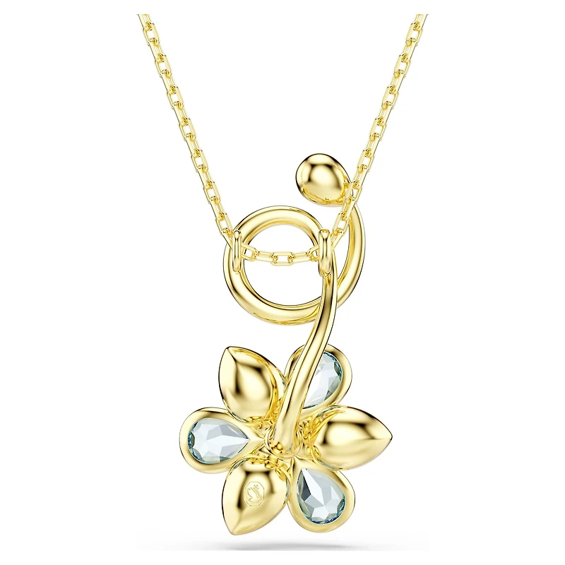Idyllia pendant, Mixed cuts, Flower, Blue, 18K gold finish