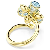 Idyllia open ring, Mixed cuts, Flower, Blue, 18K gold finish