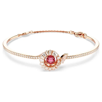 Snake bangle, Mixed cuts, Year of the Snake, Red, Rose gold-tone plated