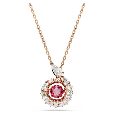 Snake pendant, Mixed cuts, Year of the Snake, Red, 18K rose gold finish