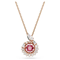 Snake pendant, Mixed cuts, Year of the Snake, Red, 18K rose gold finish