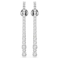 Matrix drop earrings, Gradient of round cuts, White, Rhodium plated by SWAROVSKI