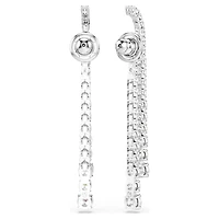 Matrix drop earrings, Gradient of round cuts, White, Rhodium plated by SWAROVSKI