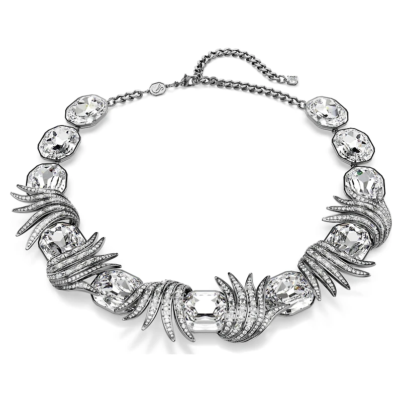 The Vienna Collection necklace, Feather, White, Ruthenium plated by SWAROVSKI