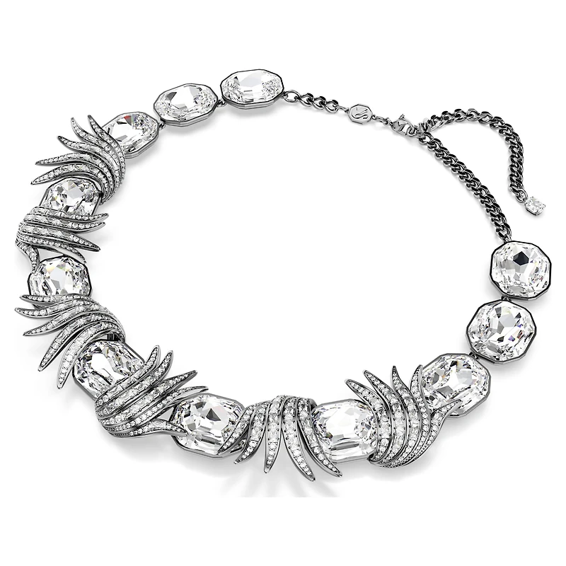The Vienna Collection necklace, Feather, White, Ruthenium plated by SWAROVSKI