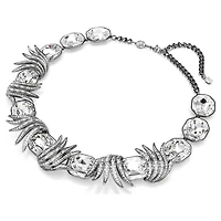 The Vienna Collection necklace, Feather, White, Ruthenium plated by SWAROVSKI