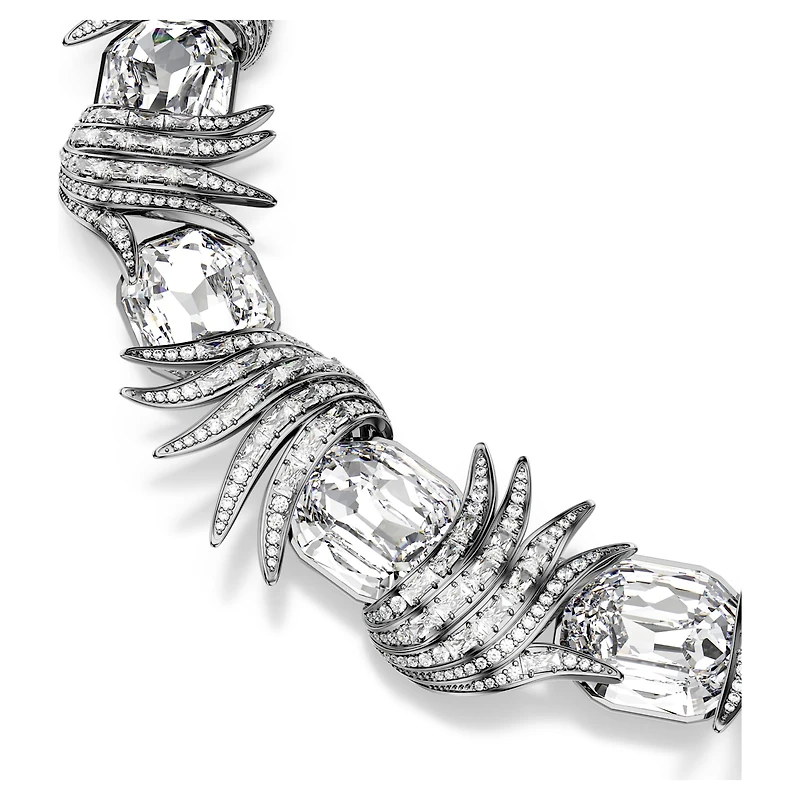 The Vienna Collection necklace, Feather, White, Ruthenium plated by SWAROVSKI