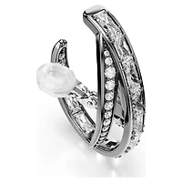 The Vienna Collection ear cuff set (3), Feather, White, Ruthenium plated by SWAROVSKI
