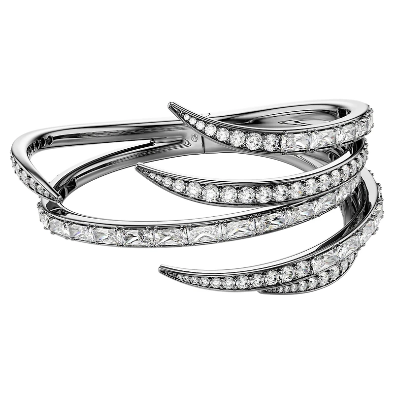 The Vienna Collection bangle, Feather, White, Ruthenium plated by SWAROVSKI