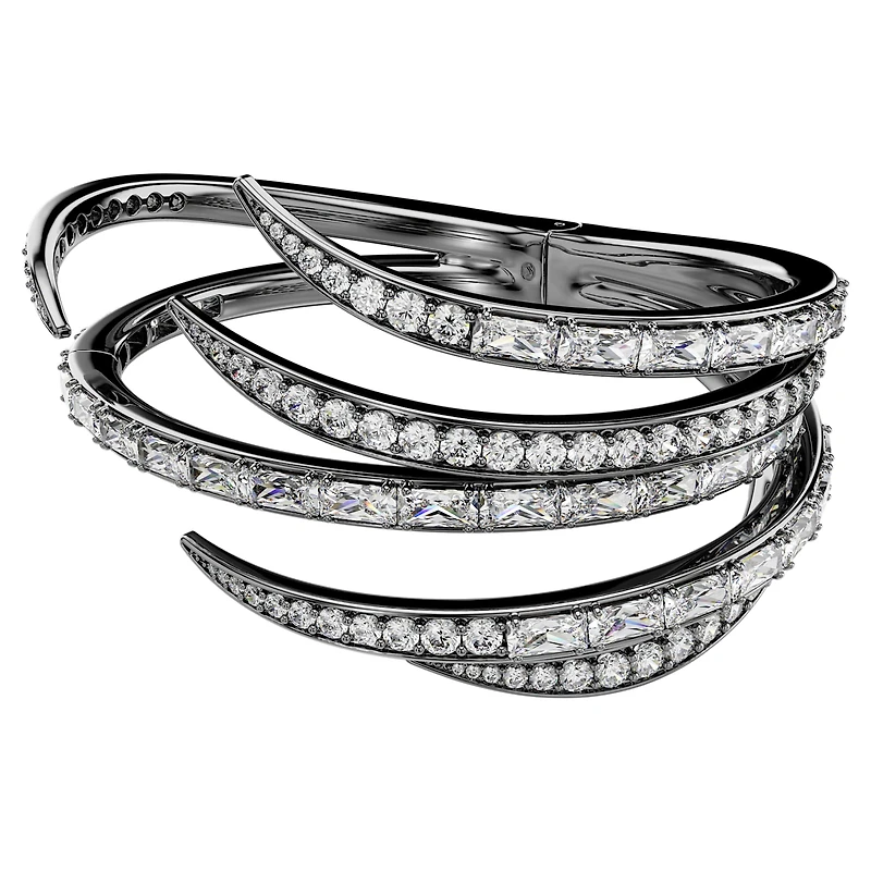 The Vienna Collection bangle, Feather, White, Ruthenium plated by SWAROVSKI