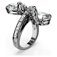 The Vienna Collection open ring, Feather, White, Ruthenium plated by SWAROVSKI