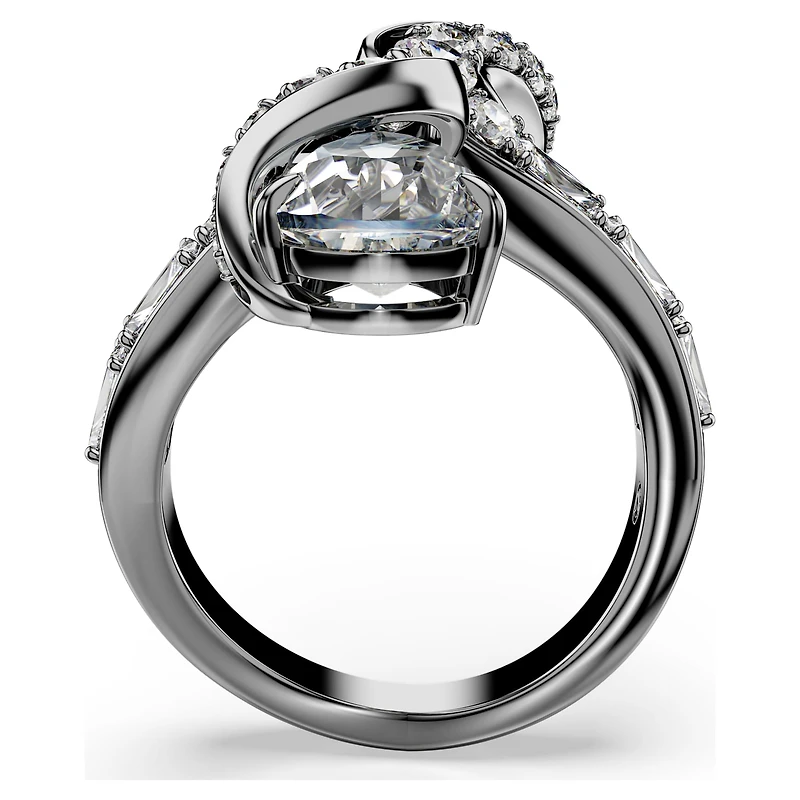 The Vienna Collection open ring, Feather, White, Ruthenium plated by SWAROVSKI
