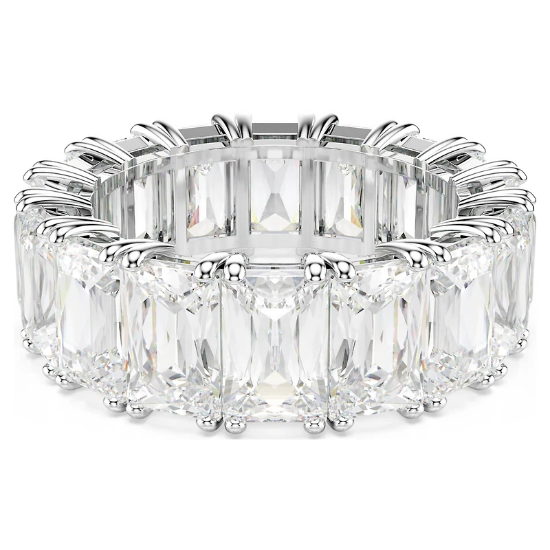 Matrix Vittore ring, Baguette cut, White, Rhodium plated by SWAROVSKI