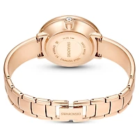 Crystalline bangle watch, Swiss Made, Metal bracelet, Beige, Rose gold-tone finish by SWAROVSKI