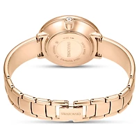 Crystalline bangle watch, Swiss Made, Metal bracelet, Green, Rose gold-tone finish by SWAROVSKI