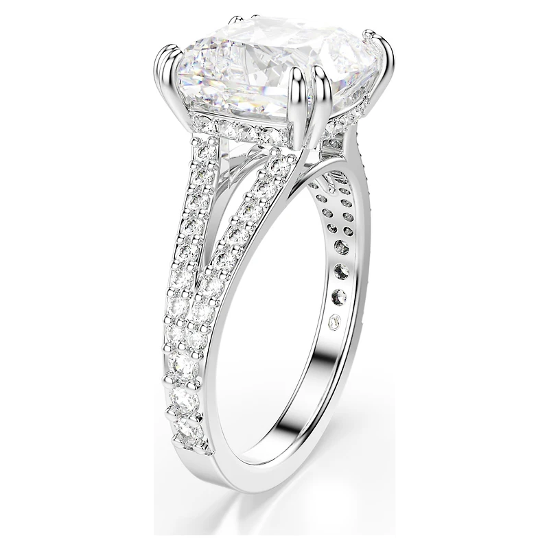Stilla cocktail ring, Square cut, Pavé, White, Rhodium plated by SWAROVSKI