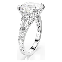 Stilla cocktail ring, Square cut, Pavé, White, Rhodium plated by SWAROVSKI