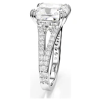 Stilla cocktail ring, Square cut, Pavé, White, Rhodium plated by SWAROVSKI