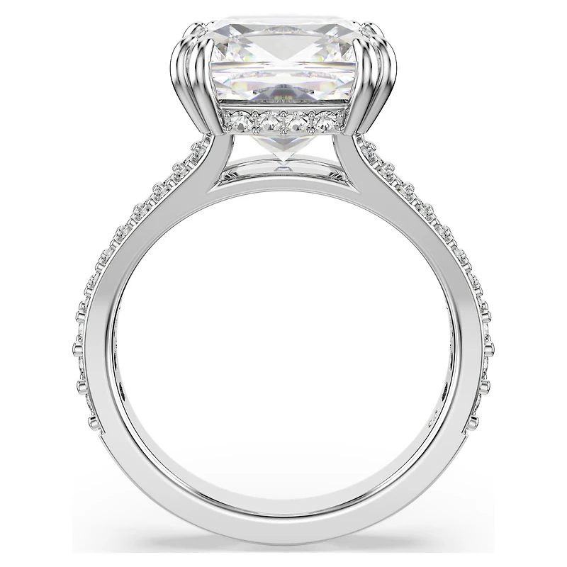 Stilla cocktail ring, Square cut, Pavé, White, Rhodium plated by SWAROVSKI