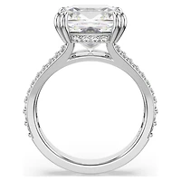 Stilla cocktail ring, Square cut, Pavé, White, Rhodium plated by SWAROVSKI