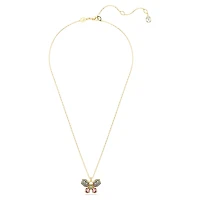 Idyllia pendant, Mixed cuts, Pavé, Butterfly, Multicoloured, 18K gold finish