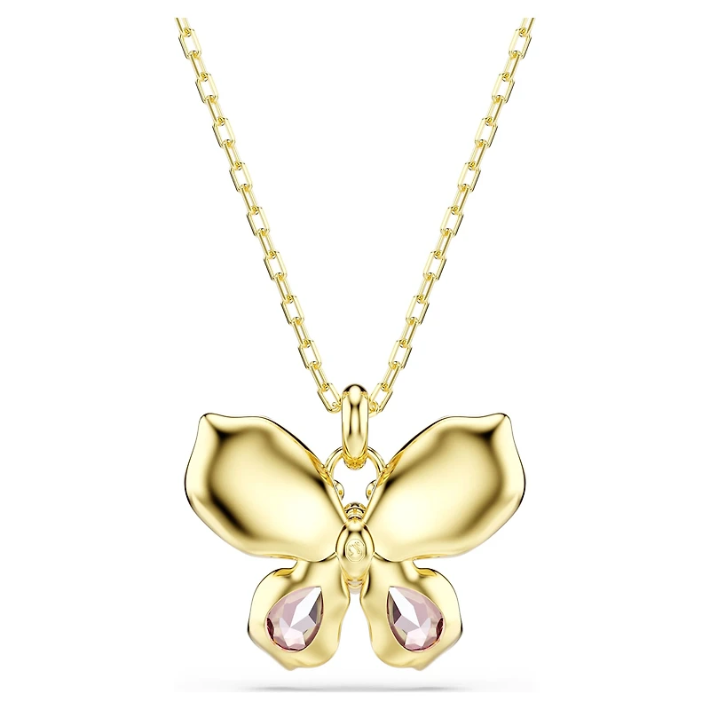 Idyllia pendant, Mixed cuts, Pavé, Butterfly, Multicoloured, 18K gold finish