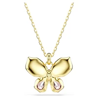Idyllia pendant, Mixed cuts, Pavé, Butterfly, Multicoloured, 18K gold finish
