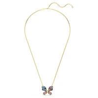 Idyllia pendant and brooch, Mixed cuts, Pavé, Butterfly, Multicoloured, 18K gold finish