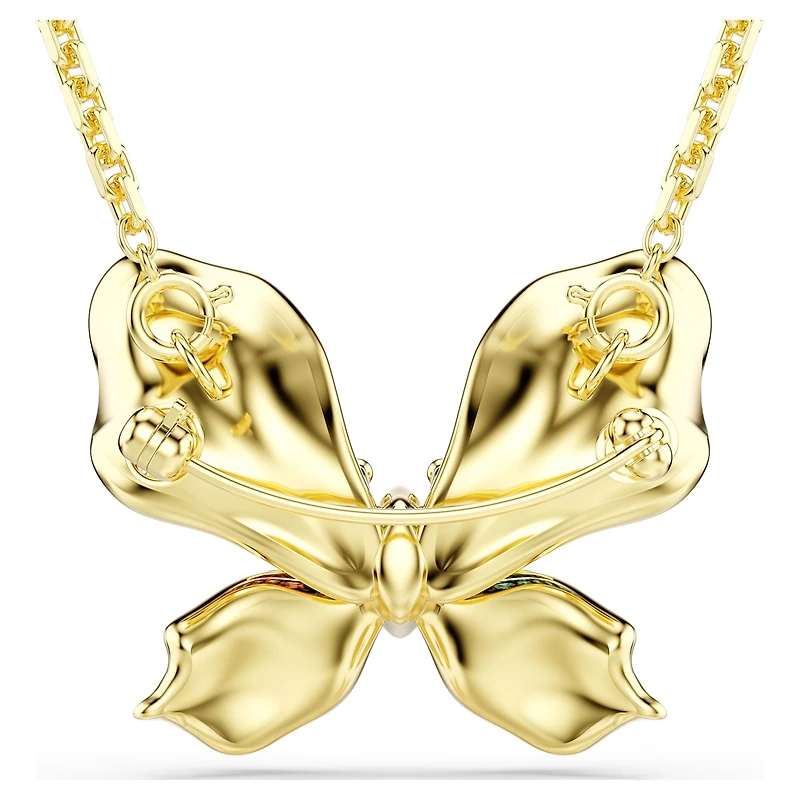 Idyllia pendant and brooch, Mixed cuts, Pavé, Butterfly, Multicoloured, 18K gold finish
