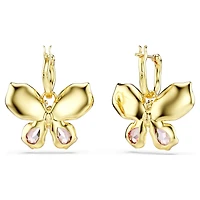 Idyllia drop earrings, Mixed cuts, Pavé, Butterfly, Multicoloured, Gold-tone plated by SWAROVSKI