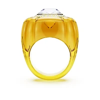 Dulcis cocktail ring, Cushion cut, Pavé, Yellow by SWAROVSKI