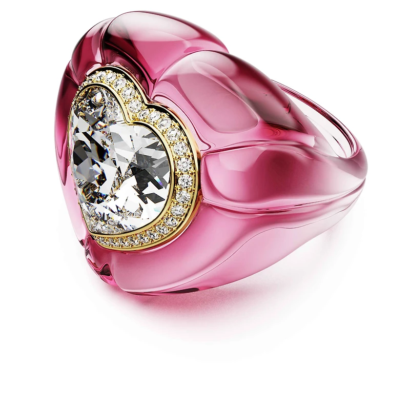 Dulcis cocktail ring, Heart cut, Pavé, Heart, Pink by SWAROVSKI