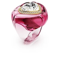 Dulcis cocktail ring, Heart cut, Pavé, Heart, Pink by SWAROVSKI