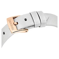 Matrix tennis watch, Swiss Made, Leather strap, Grey, Rose gold-tone finish by SWAROVSKI