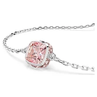 Birthstone bracelet, Square cut, June, Pink, Rhodium plated by SWAROVSKI