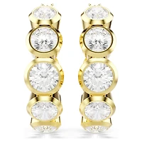 Imber hoop earrings, Round cut, White, 18K gold finish