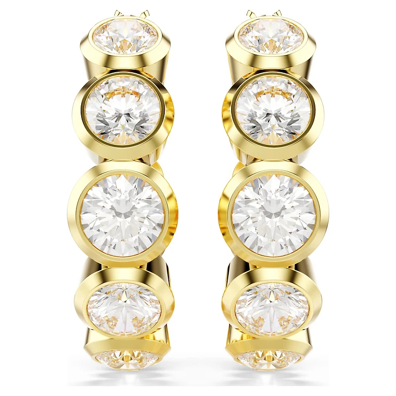 Imber hoop earrings, Round cut, White, Gold-tone plated by SWAROVSKI