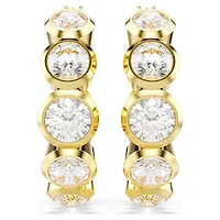 Imber hoop earrings, Round cut, White, Gold-tone plated by SWAROVSKI