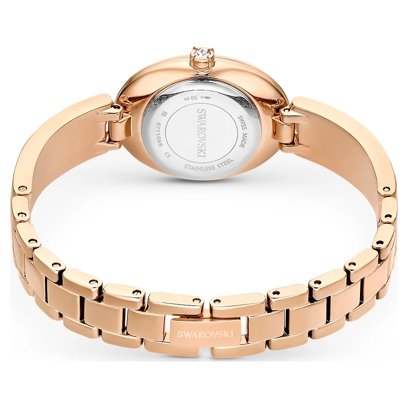 Crystal Rock oval watch, Swiss Made, Crystal bracelet, Gray, Rose gold-tone finish by SWAROVSKI