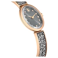 Crystal Rock oval watch, Swiss Made, Crystal bracelet, Gray, Rose gold-tone finish by SWAROVSKI