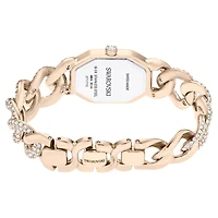 Dextera chain watch, Swiss Made, Crystal bracelet, White, Champagne gold-tone finish by SWAROVSKI