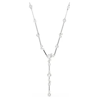 Constella Y necklace, Crystal pearl, Round cuts, White, Rhodium plated by SWAROVSKI