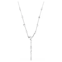 Constella Y necklace, Crystal pearl, Round cuts, White, Rhodium plated by SWAROVSKI