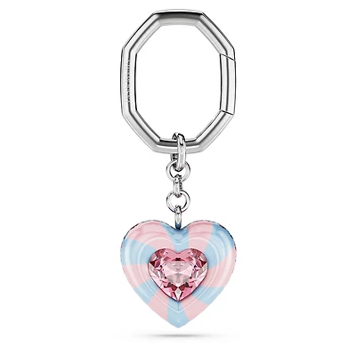 Key ring, Heart cut, Heart, Multicolored, Rhodium plated