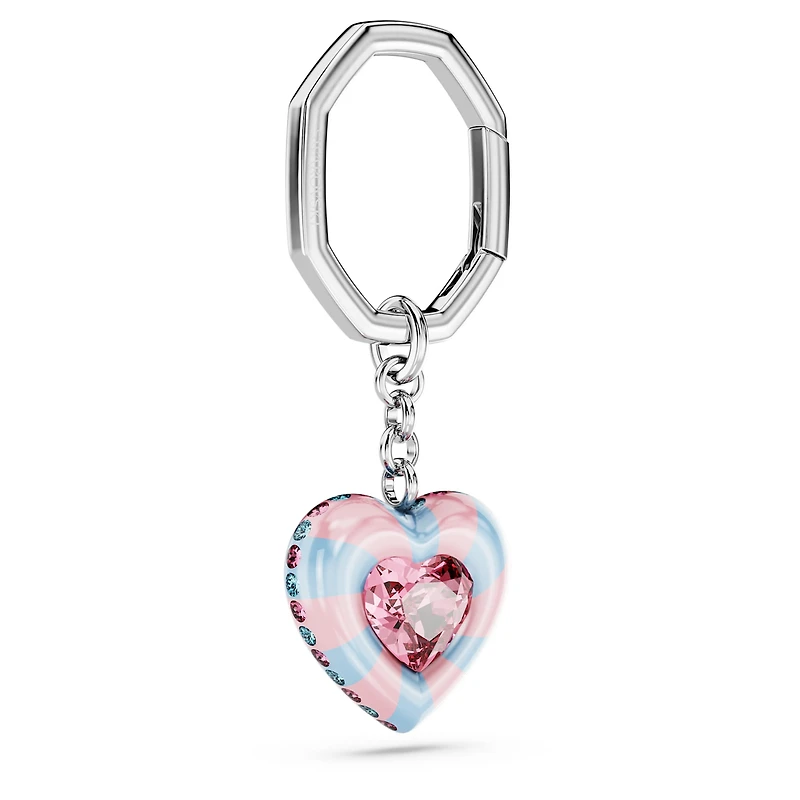 Key ring, Heart cut, Heart, Multicolored, Rhodium plated by SWAROVSKI