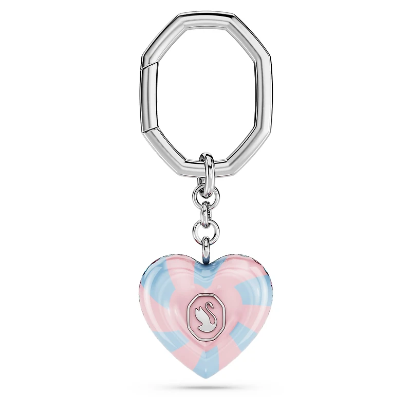 Key ring, Heart cut, Heart, Multicolored, Rhodium plated by SWAROVSKI